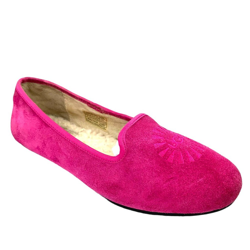 UGG Australia Carey Raspberry‎ Sorbet Suede Sheepskin Flats